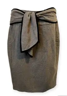 Zara Basic Women's Medium Taupe Brown Pencil Skirt Waist Sash Lined Midi‎ Wool