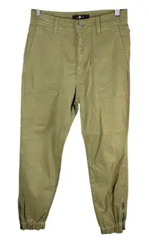 7 For All Mankind Darted Boyfriend Sateen Jogger Pants Size 26 Army
