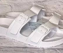 Shade & Shore White Buckle Sandals