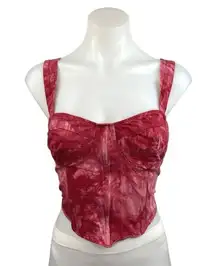 Red Tie-Dye Corset Bustier Top