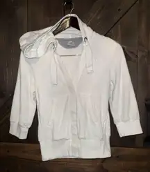 Nike Hoodie Y2K VTG Gray Tag Women's XS White Terry Cloth‎ Button Sweatshirt