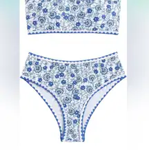 WDIRARA Women's Floral Print Strapless Lace Up