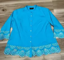 Bob Mackie Wearable Art Eyelet Top Women’s Medium