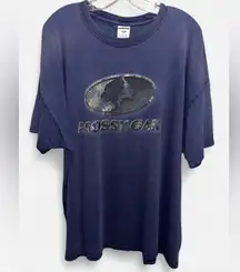 Vintage Mossy Oak Navy Blue T-Shirt Camo Logo Graphic Tee | Size 3XL Unisex