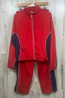 Adidas Y2K Tracksuit Set size M Red Navy Sporty Windbreaker Streetwear Active