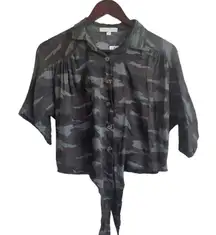 American Eagle Don't Ask Why Women Crop‎ Top S Camo Tie Waist Y2K Retro Grunge