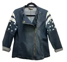 Women’s Blue Jean Jacket with Star Patterns