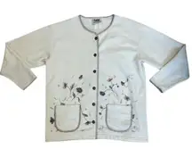 Northern Reflections Floral Embroidered Button Front Cardigan‎ Cottagecore