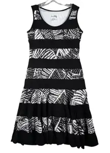 Joseph Ribkoff Dress Black White Striped Aline Office Going‎ Out Party Size 6