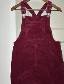 Burgundy Corduroy Overall Dress
