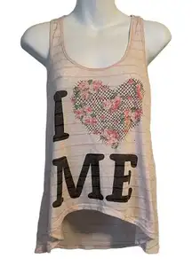 Papaya Peach Floral Print 'Love' Graphic U-Neck Tank Top Women's Size M