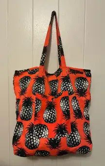 A Rare Modern Vintage Roxy Pineapple Print Large Fabric Tote Beach Bag Handbag