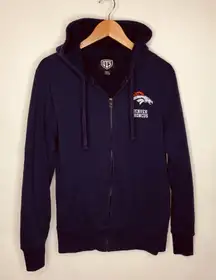 Denver Broncos Blue Sweatshirt Zip Front Sz Small