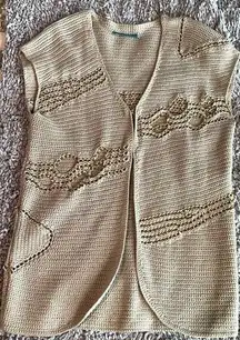 Alice + Olivia  Sandra Chain Crochet Shrug Vest Beige & Gold 100% Cotton Womens S