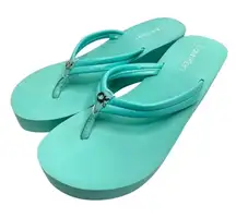Calvin Klein Aqua Blue Wedge Flip Flops Sandals Size 11