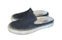 UGG  Caleel Espadrille Black Leather Slip On Mule Size 7.5