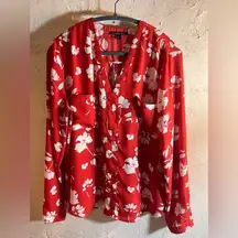 41 Hawthorn Red Long Sleeve Ruched Blouse