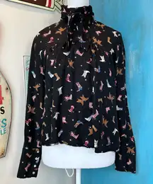 Zara Trafaluc Western Cowboy Boot Printed Blouse