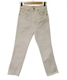 Zara White High Rise Jeans Split Hem Euro Summer Minimalist Closet Staple Size 2