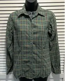 Woolrich Vintage Flannel Shirt‎ Green/Orange Plaid Button Up Size See Measure