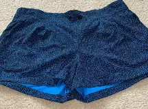 Womens Lululemon Black and Blue Polka Dot Running Shorts