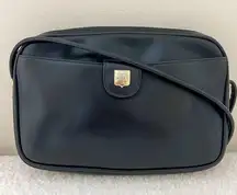 Vintage CELINE Triomphe Logo Black Leather Crossbody Bag