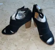 Sale!! 🔥🔥 NEW! Qupid Black Nubuck Open Toe High Heel Bootie