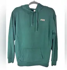 PINK Victoria's Secret Campus Emerald Green Gold Shine Logo Hoodie Size XS