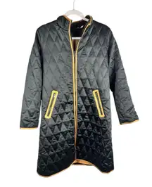 Soft Surroundings Longline Quilted Midi Equestrian Lightweight Coat Jacket M Blk