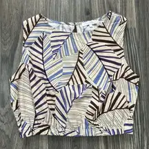 Olivaceous Boho Linen Sleeveless Blouse Size Medium NWT Tropical Palm Print