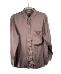 Abercrombie & Fitch Oversized Button Front Shirt Satin Pink Office Womens Small