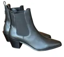 Frame Le Lexington Black Leather Pointed Toe Chelsea Boots Size 36 NWOB