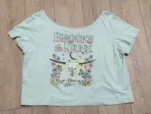Brooks & Dunn Neon Moon Graphic T Shirt Womens Plus 2X Off Shoulder Sexy Country