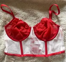 Target Red & White Corset Crop Top Bralette  Size Small Valentine's Day