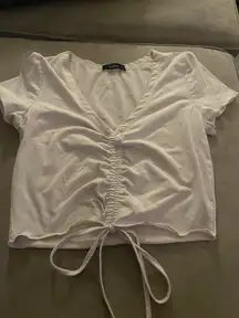 White drawstring croptop
