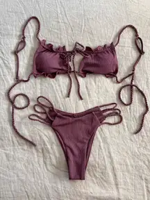 Zaful Ribbed String Bikini Set