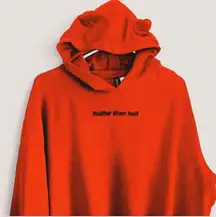 H&M Red Devil Horn “Hotter Than Hell” Hoodie goth Grunge Pullover Large