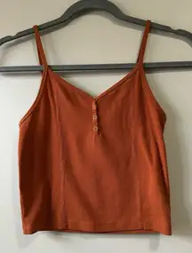 Urban Revivo Rust Terracotta Orange Ribbed Snap Front Camisole Top Size 4 Y2K