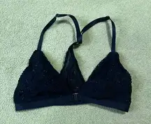 Black Stretchy Lace Triangle Bralette with front clasp