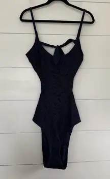 Aerie Women’s XL Navy Blue Lace Patterned One Piece Swim New
