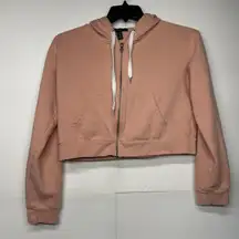 Forever 21 Light Pink Zipped Up Cropped Sweatshirt Size Large