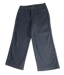 Judy Blue Wide Leg Jeans Women's 13/31 Dark Wash Braided Side‎ Trim