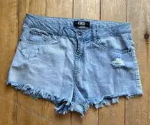 Rewash Women's Blue Distressed Denim Shorts