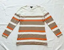 Cupio Tan White Striped Sweater Top Womens Medium