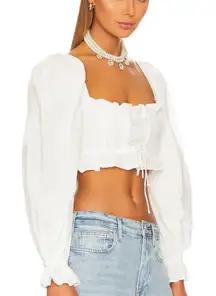For Love and Lemons Heather Crop Top White Size Medium