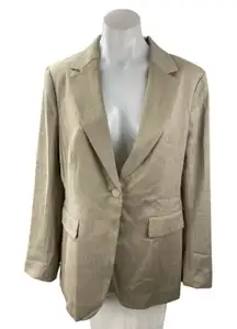 H&M Women's Beige Long Sleeve Notch Lapel One Button Blazer Coat Jacket Size M