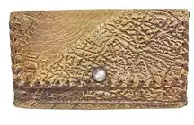 Vintage Small Mini Snap Brown Leather Pouch Coin Purse Wallet