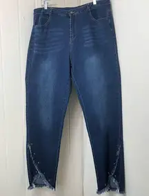 Jeans Size XL Raw Cut Hem with Cute Leg Denim