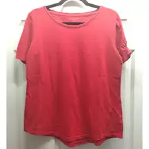 Talbots Women's Size Medium Red Slub Cotton Keyhole Sleeves Tee T-Shirt