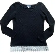 Charter Club La Vie L’ Amour Lace Hem Sweater Sz XS NWT